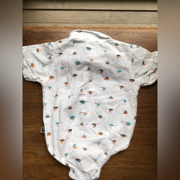 3pc NWOT 6-9month brown pants +2 collar button up match onesies w/attach bow tie - Picture 9 of 12